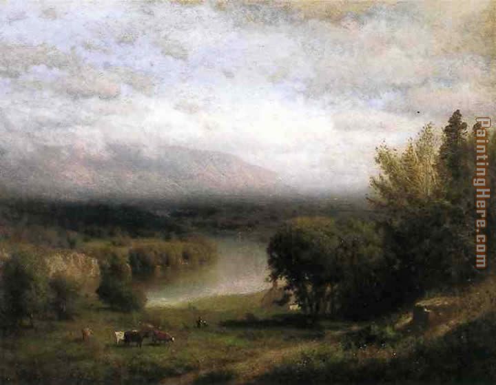 Farmhouse in a River Valley painting - Alexander Helwig Wyant Farmhouse in a River Valley art painting